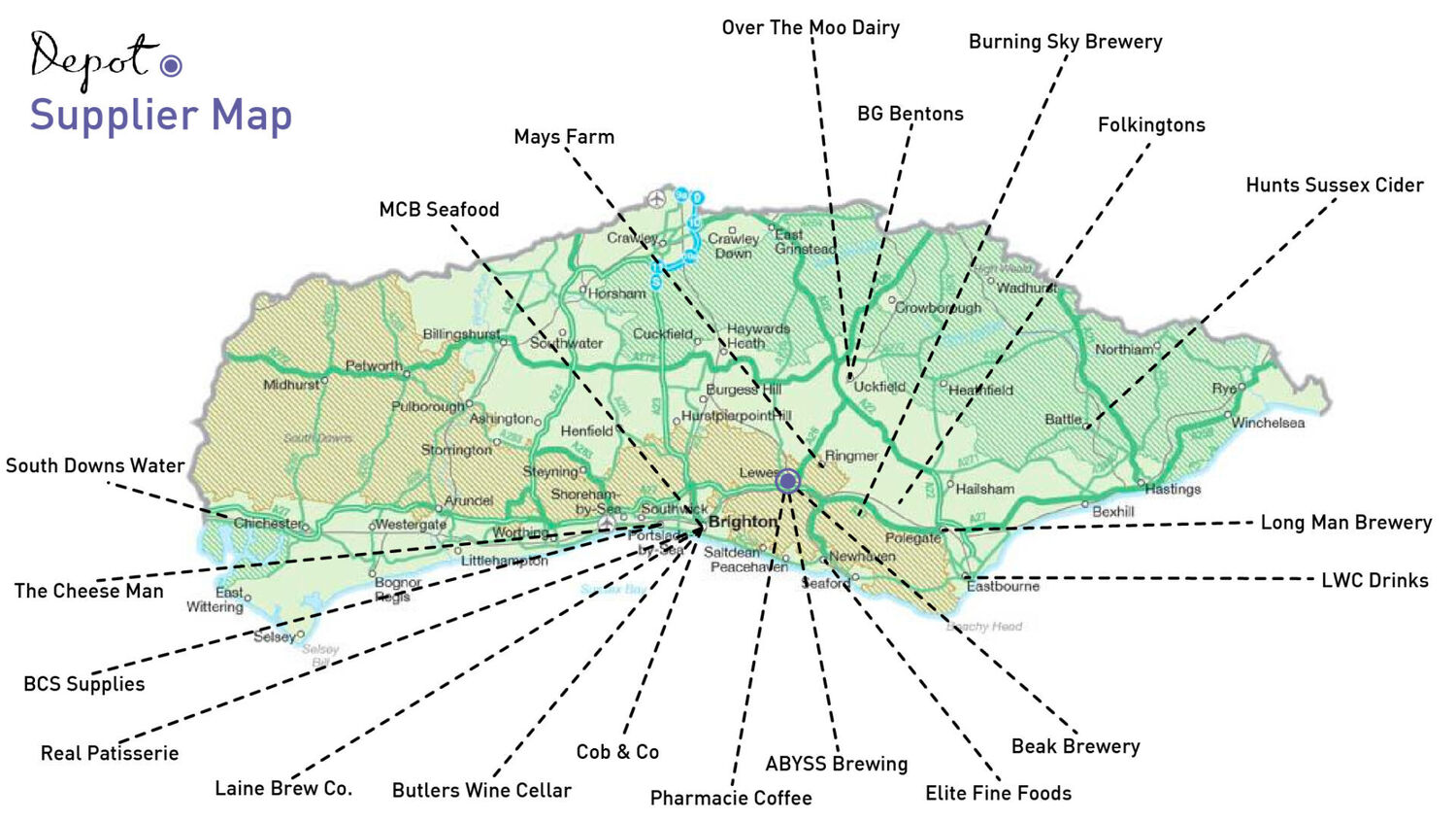 Lewes Depot supplier map